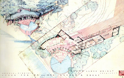 Original Frank Lloyd Wright Drawing of the Cooke House